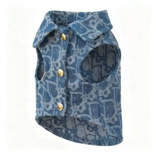 Luxury Printed Denim Pet Vest