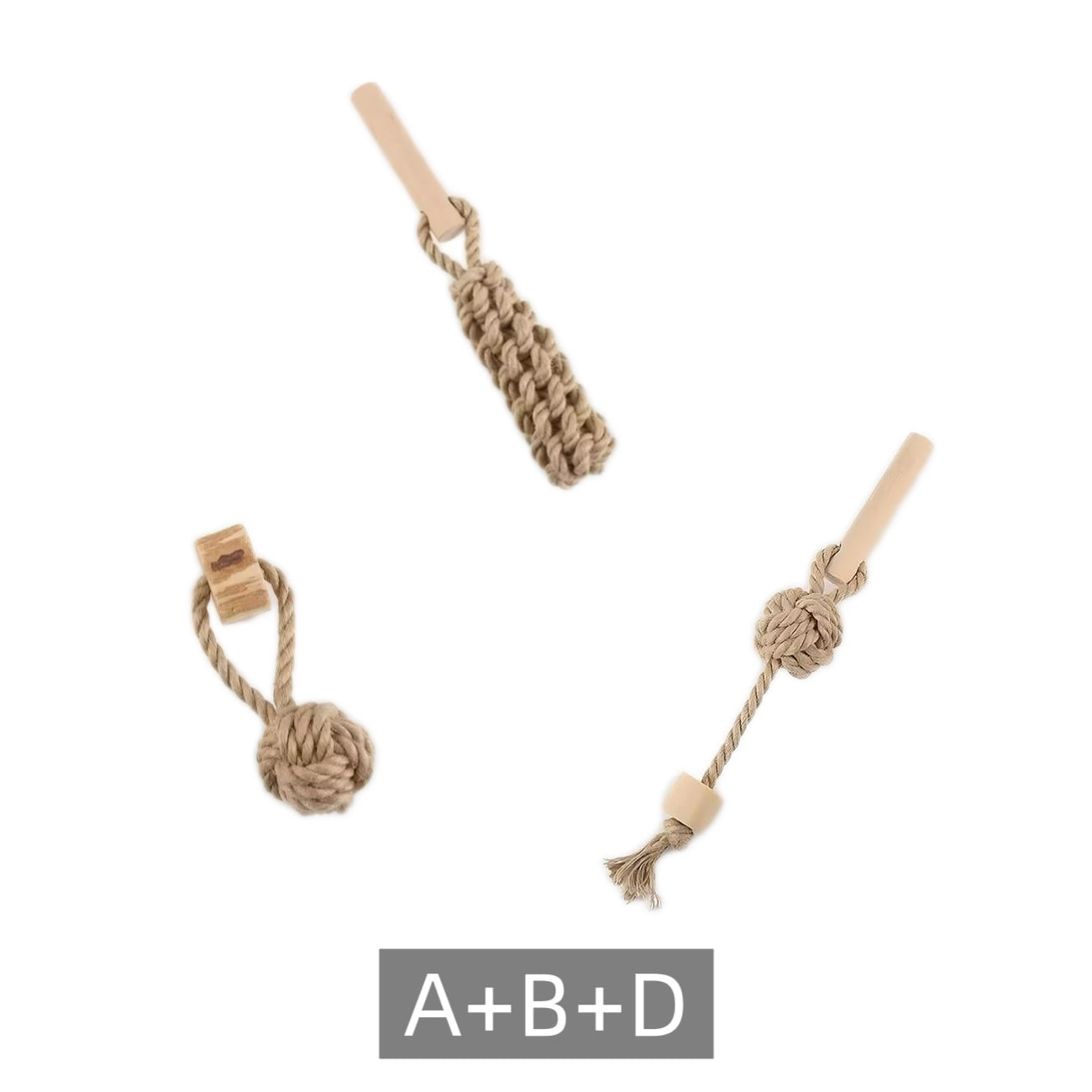 Natural Wood & Hemp Rope Dog Chew Toy