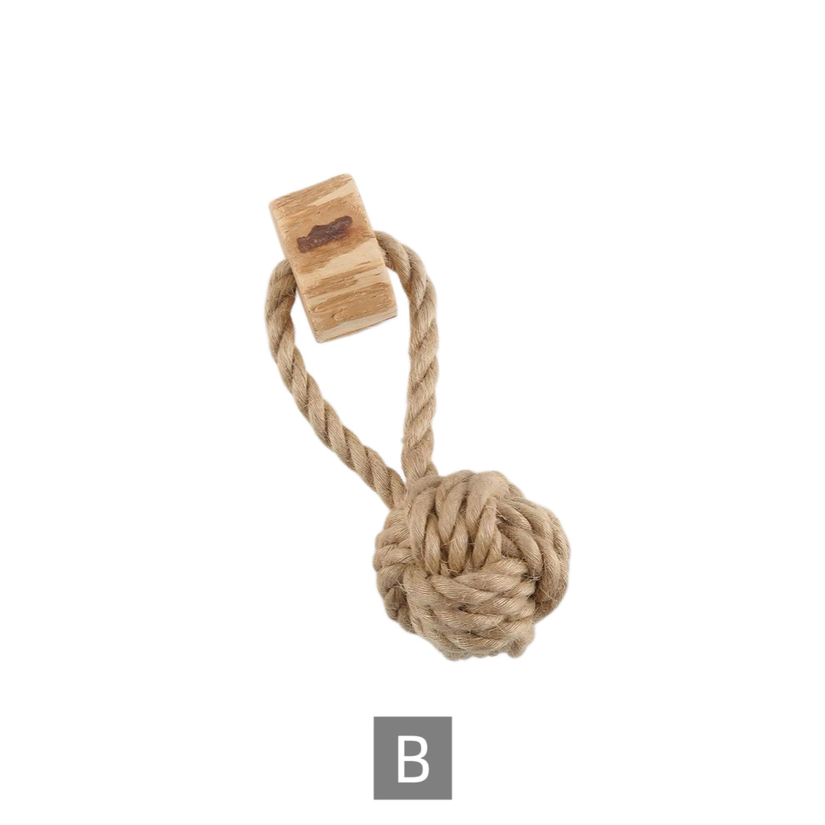 Natural Wood & Hemp Rope Dog Chew Toy