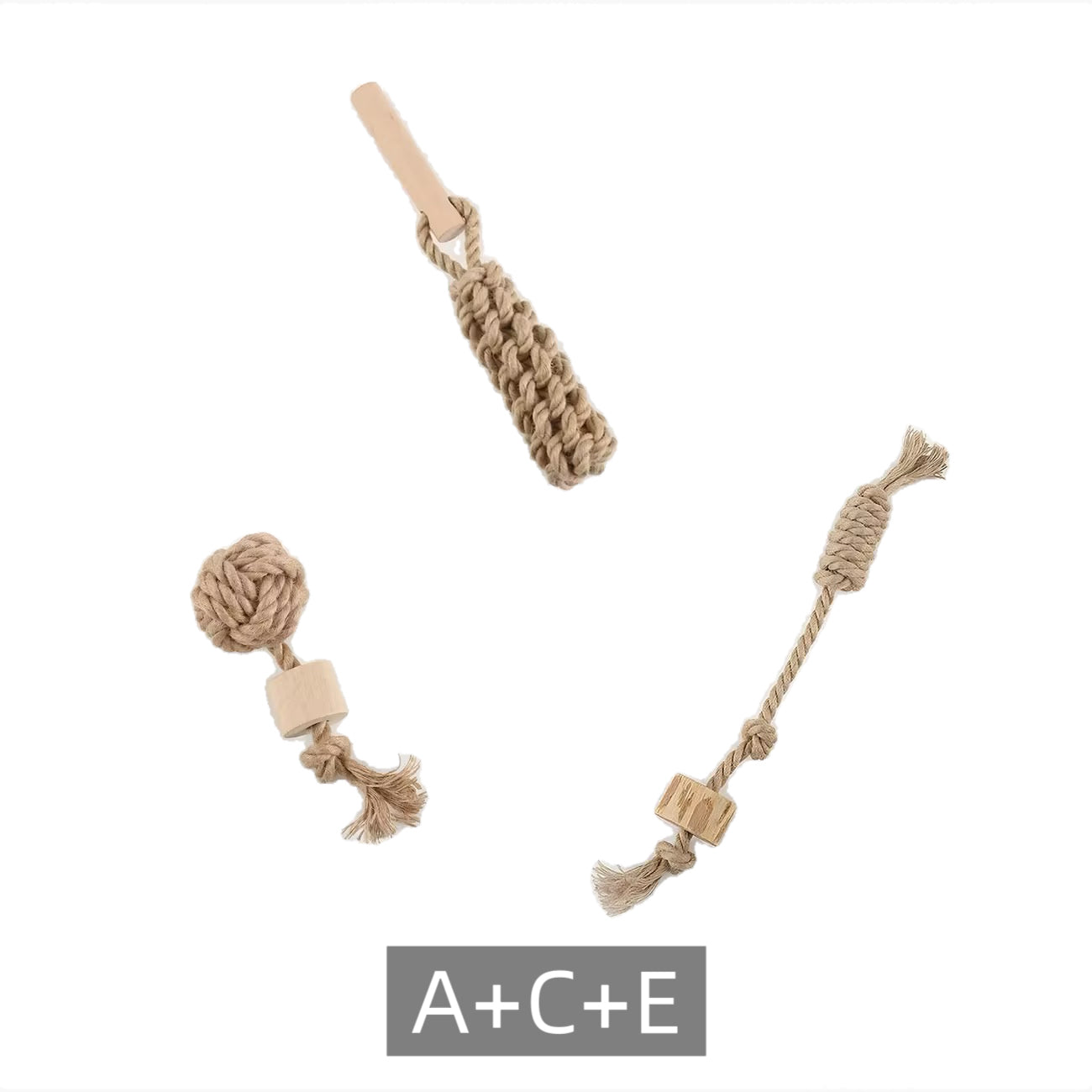 Natural Wood & Hemp Rope Dog Chew Toy