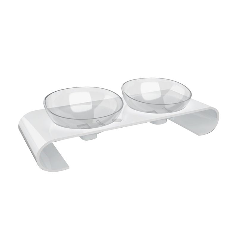 Raised Transparent Pet Double Feeder Bowls for Cats & Dogs