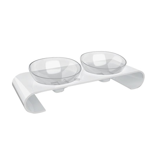 Raised Transparent Pet Double Feeder Bowls for Cats & Dogs