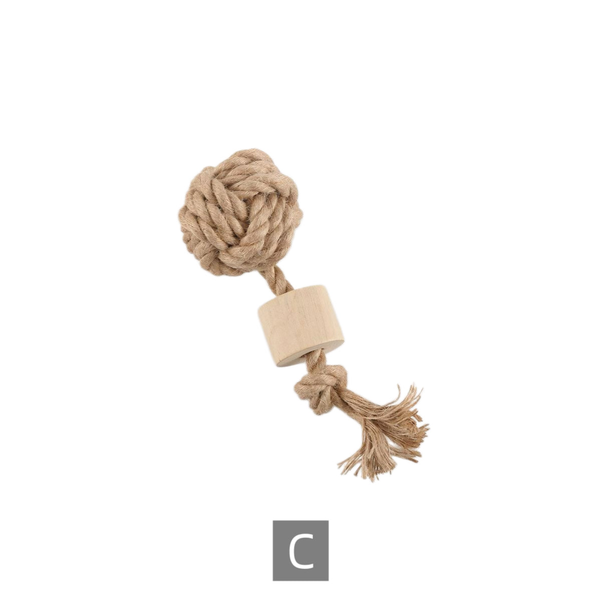 Natural Wood & Hemp Rope Dog Chew Toy