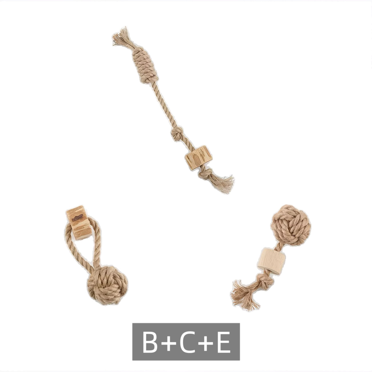 Natural Wood & Hemp Rope Dog Chew Toy