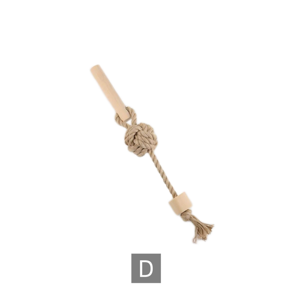 Natural Wood & Hemp Rope Dog Chew Toy