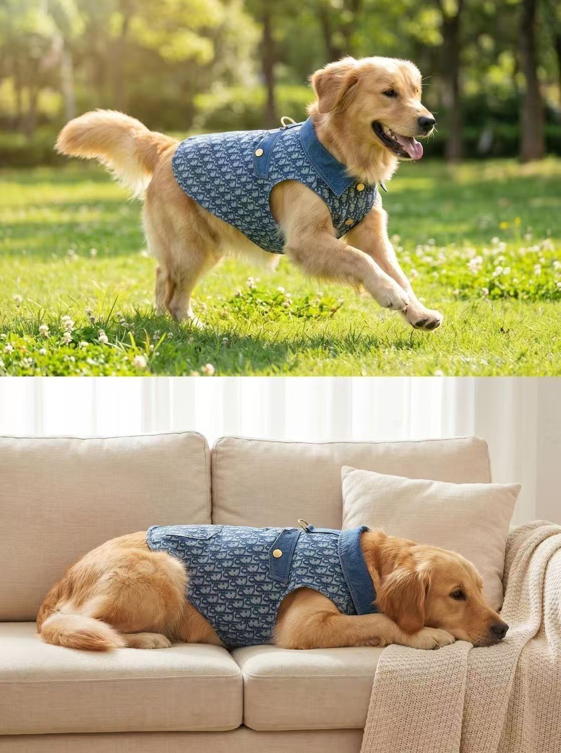 Luxury Printed Denim Pet Vest