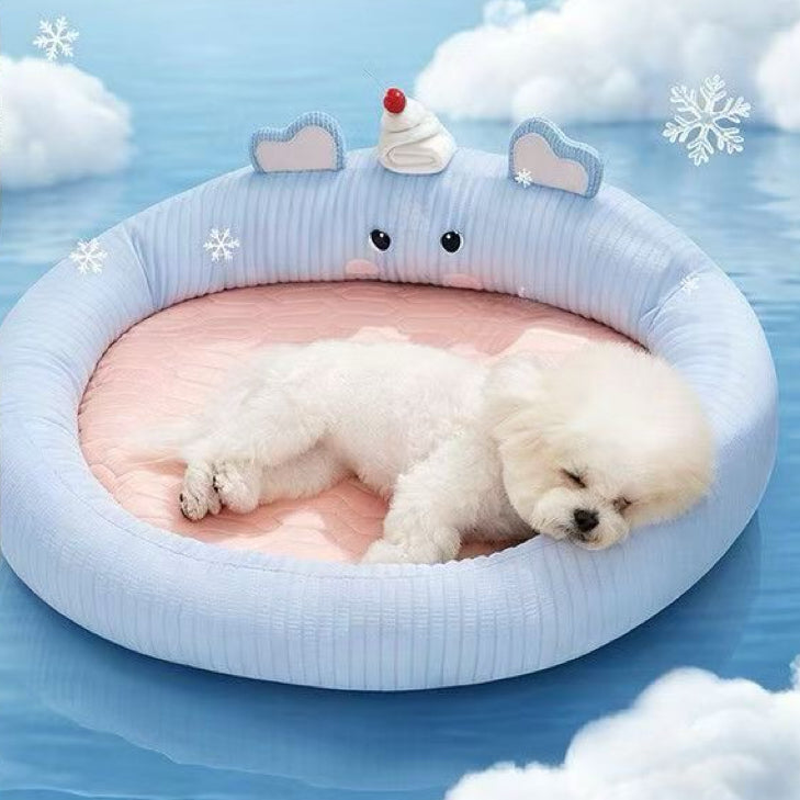 Cooling Dog Bed, 360° Neck Support Pet Bed